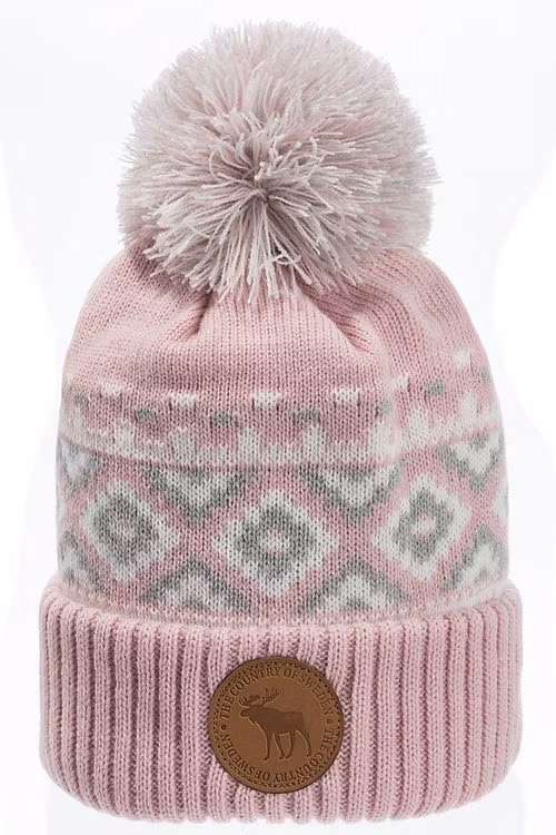 Robin Ruth Leather Stamp Beanie - Schweden, Hellrosa/Grau
