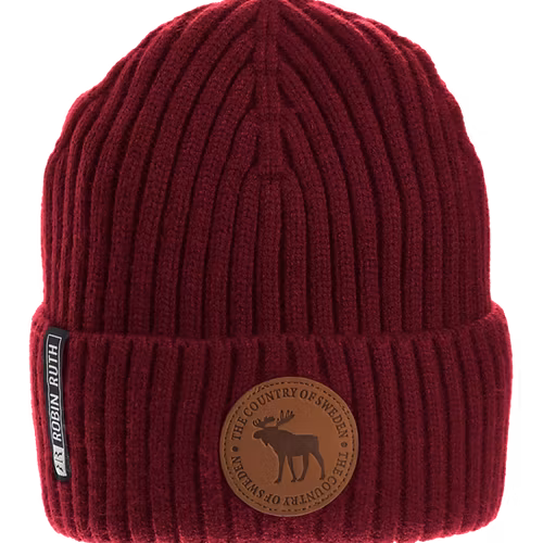 Robin Ruth Zeitlose Wintermütze aus Leder mit Stempel - Schweden, Rot