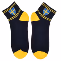 Robin Ruth Retro Ankle Socks, Size 40-45 - Swedish Shield, Black/Yellow