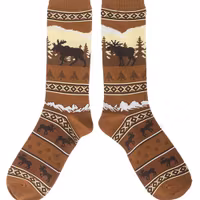 Robin Ruth Classic Socks, Size 40-45 - Moose Scene, Brown