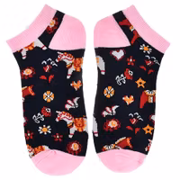 Robin Ruth Ankle Socks, Size 36-42 - Dala Horse, Black/Pink