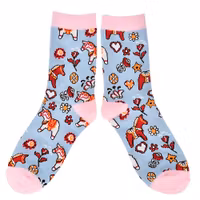 Robin Ruth Classic Socks, Size 36-42 - Dala Horse, Light Blue