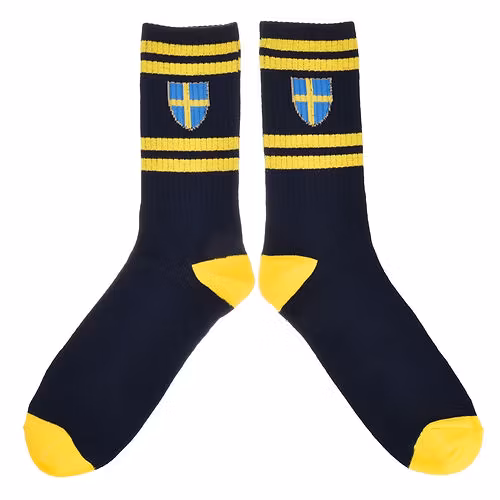 Robin Ruth Retro-Socken, Größe 40-45 – Swedish Shield, Marineblau/Gelb