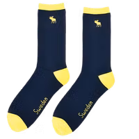 Robin Ruth Embroidery Socks, Size 40-45 - Moose, Dark Blue