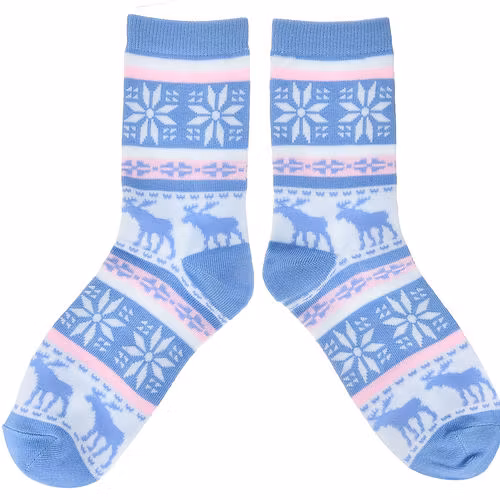 Robin Ruth Classic Socken, Größe 36-42 - Elch, Blau/Weiß/Pink