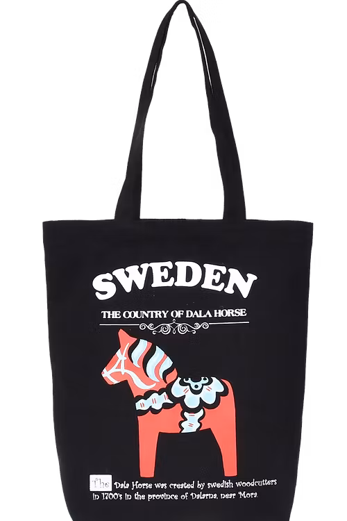 Robin Ruth Natural Tragetasche, Dalapferd, Schwarz - 36x37 cm