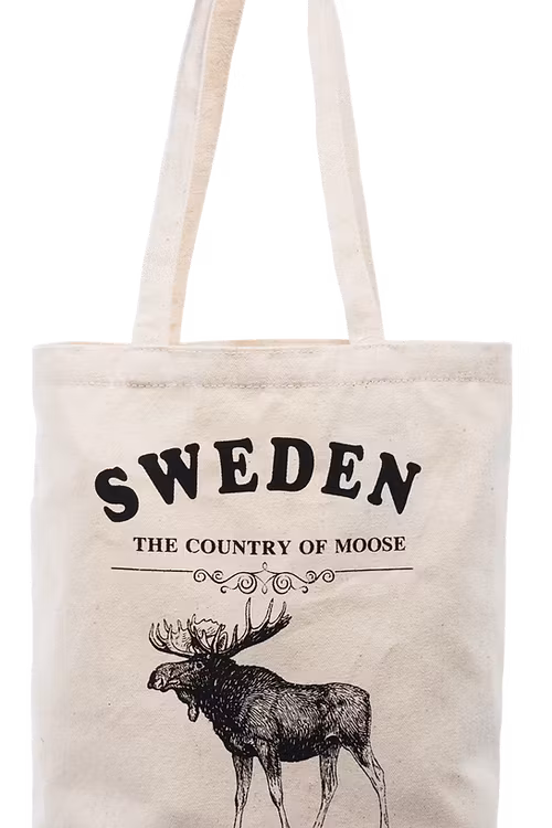 Robin Ruth Natural Tragetasche, Elch, Weiß - 36x37 cm