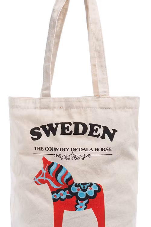 Robin Ruth Natural Tragetasche, Dalapferd, Weiß – 36 x 37 cm