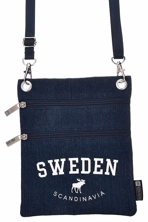 Robin Ruth Denim-Halstasche, Schweden, Marineblau – 17 x 21 cm