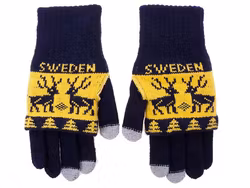 Robin Ruth Touch Screen Winter Gloves Reindeer, Sweden, Black/Yellow - One Size Fits All