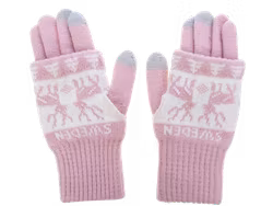Robin Ruth Touch Screen Winter Gloves, Reindeer, Pink - One Size Fits All