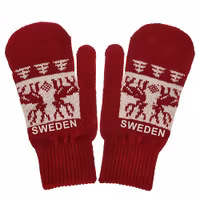 Robin Ruth Mittens Reindeer, Sweden , Red - One Size Fits All