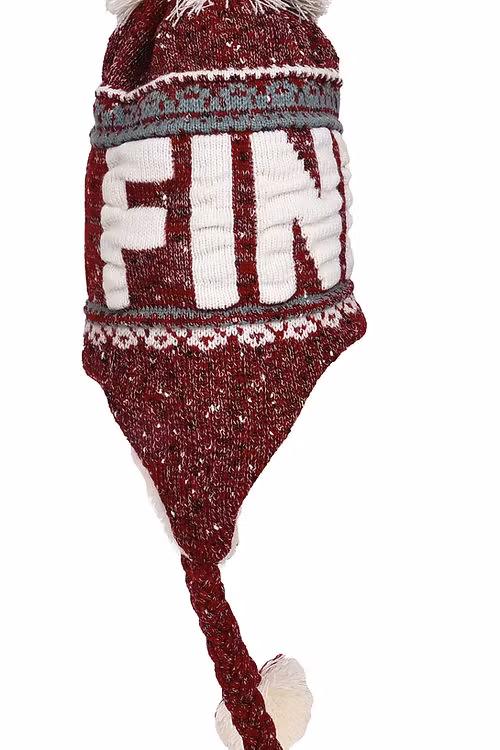 Robin Ruth Classic Bon Bon Winter Hat - Finland, Red/White