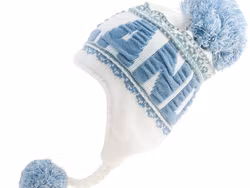 Robin Ruth Classic Bon Bon Winter Hat - Lapland, White/Blue
