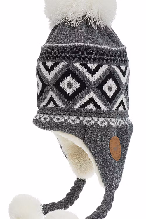 Robin Ruth Mosaic Bon Bon Wintermütze - Finnland, Schwarz/Grau