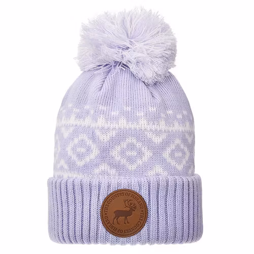 Robin Ruth Leather Patch Winter Hat Beanie - Finland Reindeer, Violet