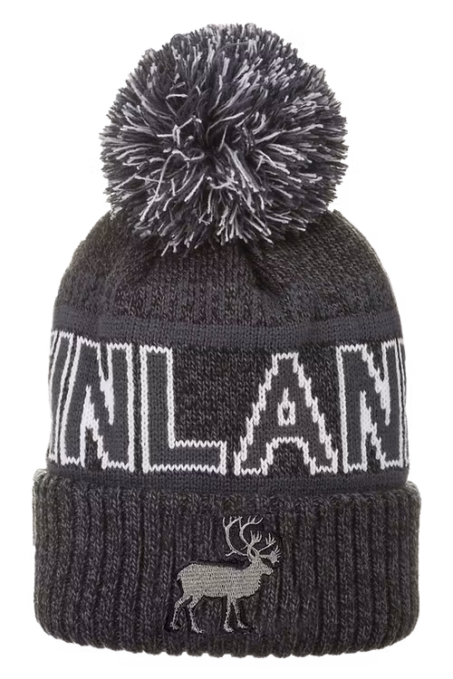 Robin Ruth Stickerei Wintermütze Beanie - Finnland Rentier, Grau/Weiß