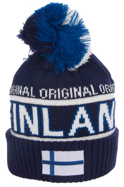 Robin Ruth Wintermütze mit Stickerei, Finnland-Flagge, Blau/Weiß