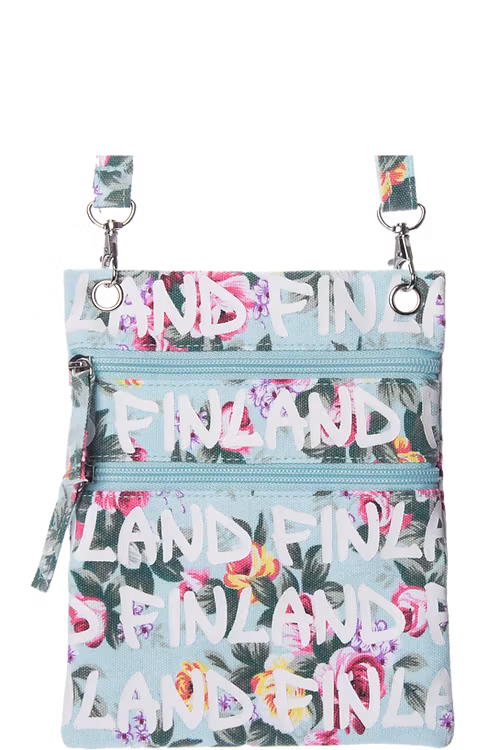 Robin Ruth Passport Bag, Finland, Floral Light Blue Multicolor