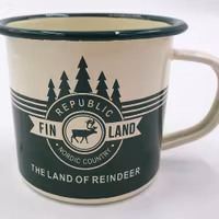 Robin Ruth Enamel Mug Finland Reindeer, White/Green