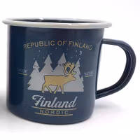 Robin Ruth Enamel Mug Finland Reindeer, Black