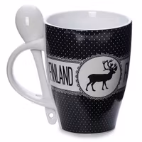 Robin Ruth Vintage Mug Finland Large With Spoon, Black/White