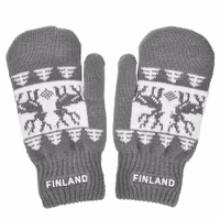 Robin Ruth Mittens Finland Reindeer, Grey/White