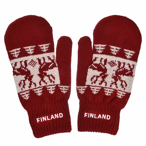 Robin Ruth Fäustlinge Finnland Rentier, Rot/Weiß