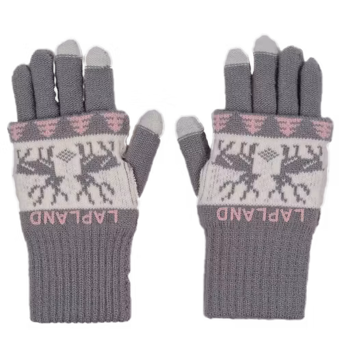 Robin Ruth Reindeer Gloves Finland, Grey/Beige/Pink