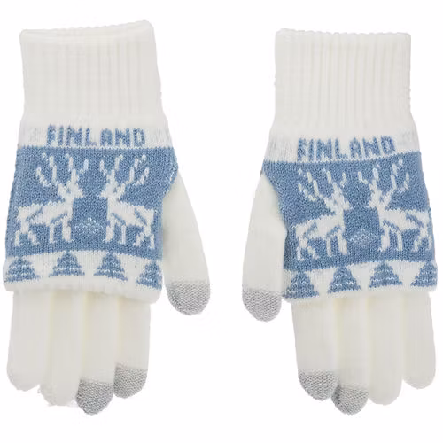 Robin Ruth Reindeer Gloves Finland, White/Blue