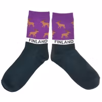 Robin Ruth Socks Ladies, Finland Retro Moose Black/Purple- Size 36-42