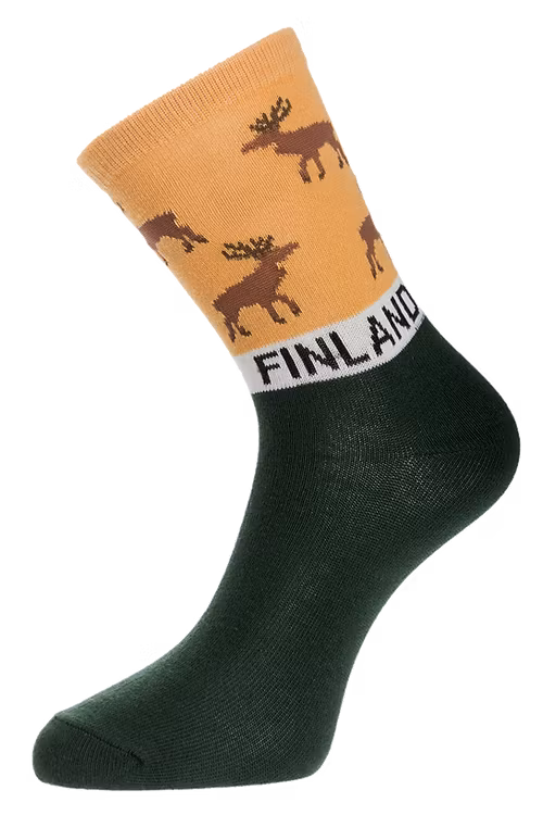 Robin Ruth Socken Damen, Finnland Rentier Schwarz/Orange/Weiß - Größe 36-42