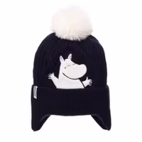 Nordic Buddies Moomintroll Winter Hat Beanie Kids, Navy Blue/White - 1,5-8 years