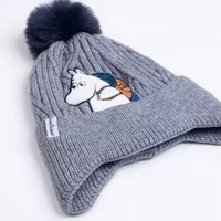 Nordic Buddies Moomintroll Winter Hat Beanie Kids, Grey - 1,5-8 years