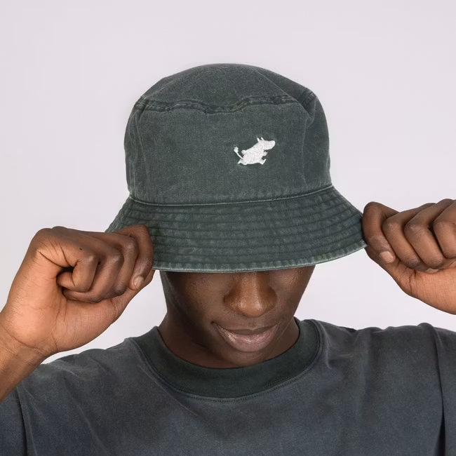 Chapeau bob classique en denim délavé Nordic Buddies Moomin, vert délavé - Adulte, taille unique
