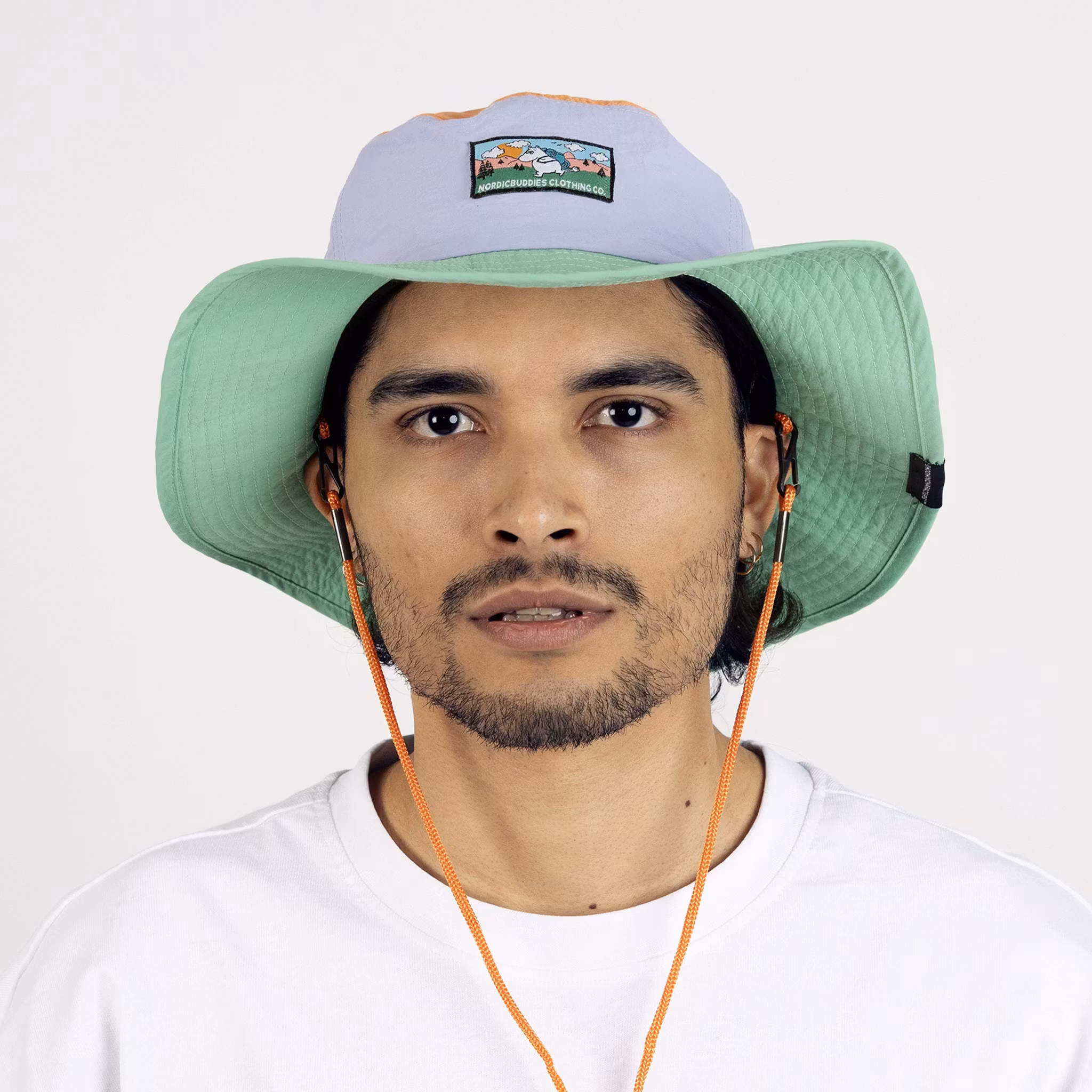 Nordic Buddies Moomintroll's Adventure Brimmer Hat, Lilac, Pastel Green and Pastel Orange - Adult, one size fits most