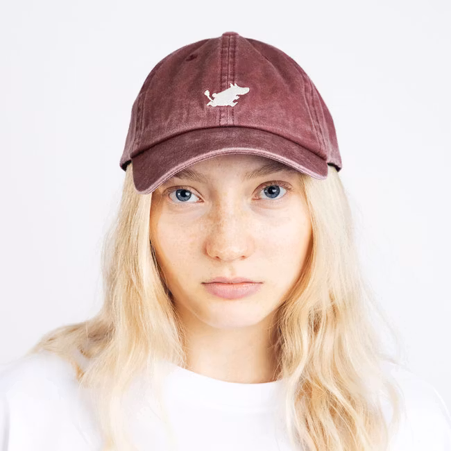 Nordic Buddies Moomin Classics Washed Denim Cap, Burgundy - Adult , circumference 51-59cm