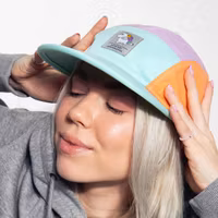 Nordic Buddies Moomintroll Five Panel Retro Cap, Blue, Lilac & Orange - Adult: circumference 51-60cm