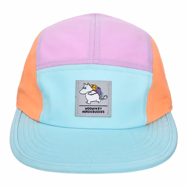 Nordic Buddies Moomintroll Five Panel Retro Cap, Blauw, Lila & Oranje - Volwassene: omtrek 51-60 cm