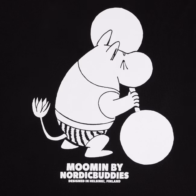 Camiseta de levantamiento de pesas Moomintroll de Nordic Buddies, unisex, negra