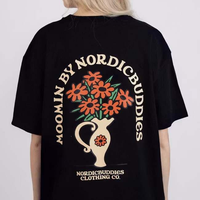 Nordic Buddies Sniff Flower Bouquet T-Shirt Unisex, Black