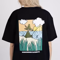Nordic Buddies Snufkin Fishing T-Shirt Unisex, Black