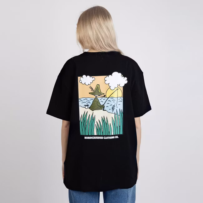 Koszulka wędkarska Nordic Buddies Snufkin Unisex, czarna