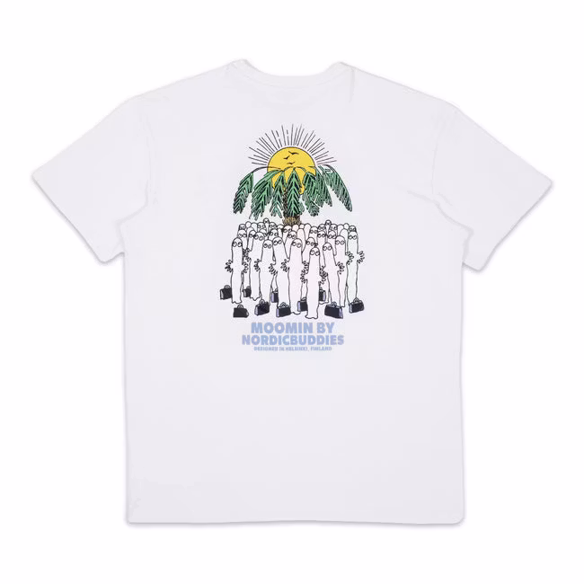 Nordic Buddies Hattifatteners Surf Trip T-shirt unisex, bianca