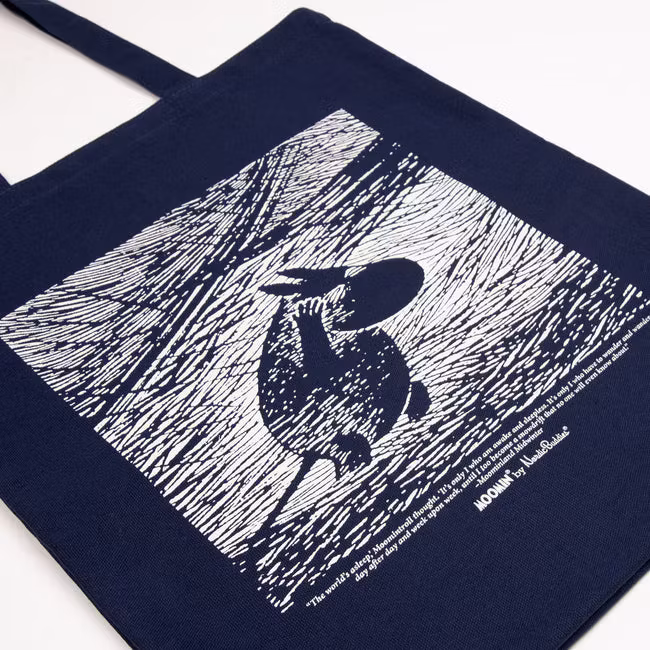Nordic Buddies Moomintroll Snowstorm Tote Bag, Navy Blue