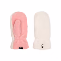Nordic Buddies Little My Fluffy Mittens, White & Baby Pink