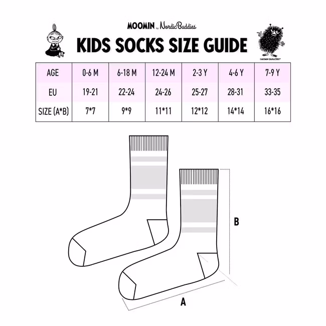 Nordic Buddies Groke & Moomintroll Kids Socks, Double Pack