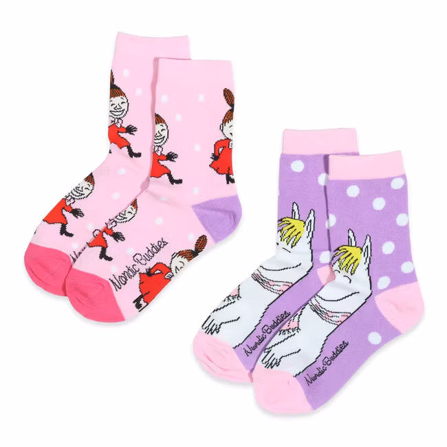 Nordic Buddies Snorkmaiden and Little My Kids Socks, Double Pack