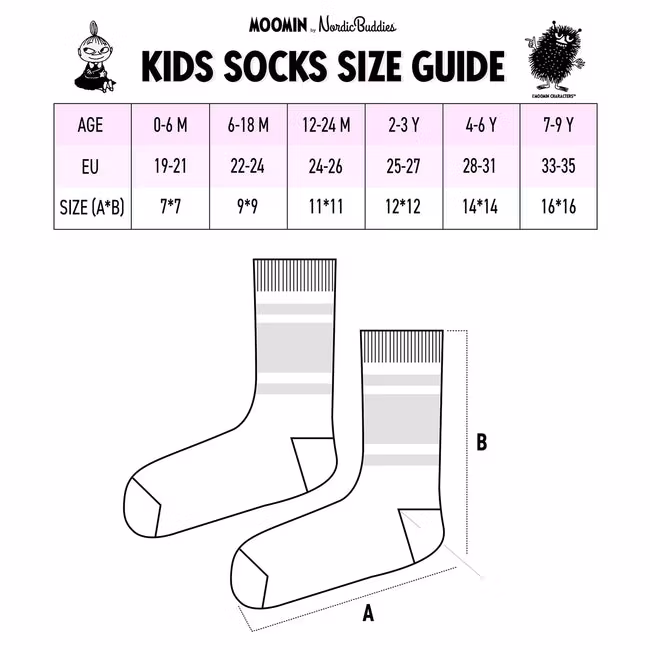 Nordic Buddies Snorkmaiden and Little My Kids Socks, Double Pack
