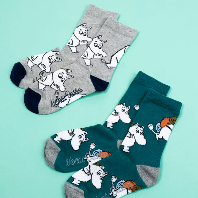 Nordic Buddies Moomintroll Kids Socks, Double Pack